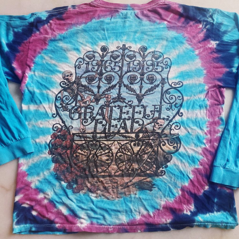 Vintage Liquid Blue XL Grateful Dead Long Sleeve Tie Dye Bertha T Shirt - Picture 4 of 9
